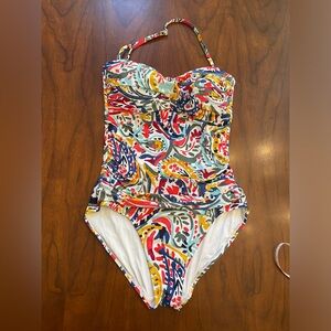 Anne Cole Twist Front Shirred One Piece Swimsuit size 8